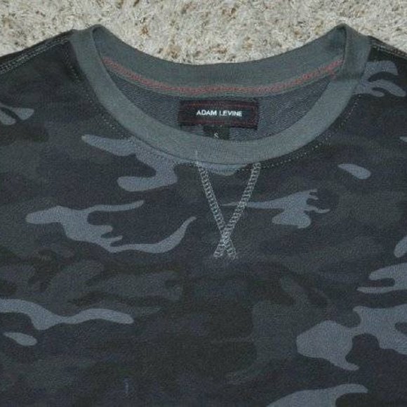 Mens Sweatshirt Adam Levine Small Blue Camouflage Crew Terry Long Sleeve - Picture 3 of 4